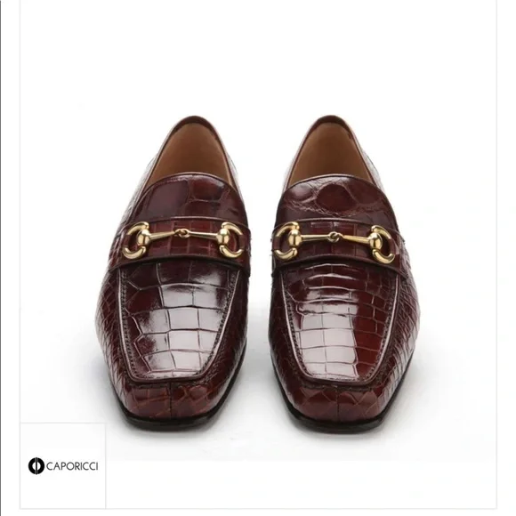 CAPORICCI 9872 brown genuine alligator shoes Caporicci 9872 Exotic Alligator Skin Horse-Bit Loafers  main image 3